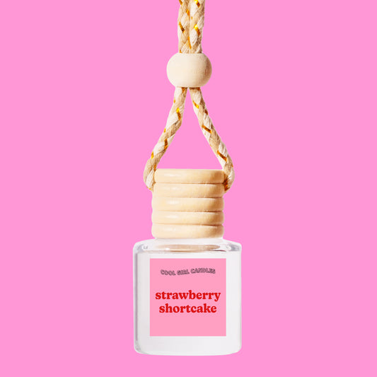 strawberry shortcake scented car freshener hanging 