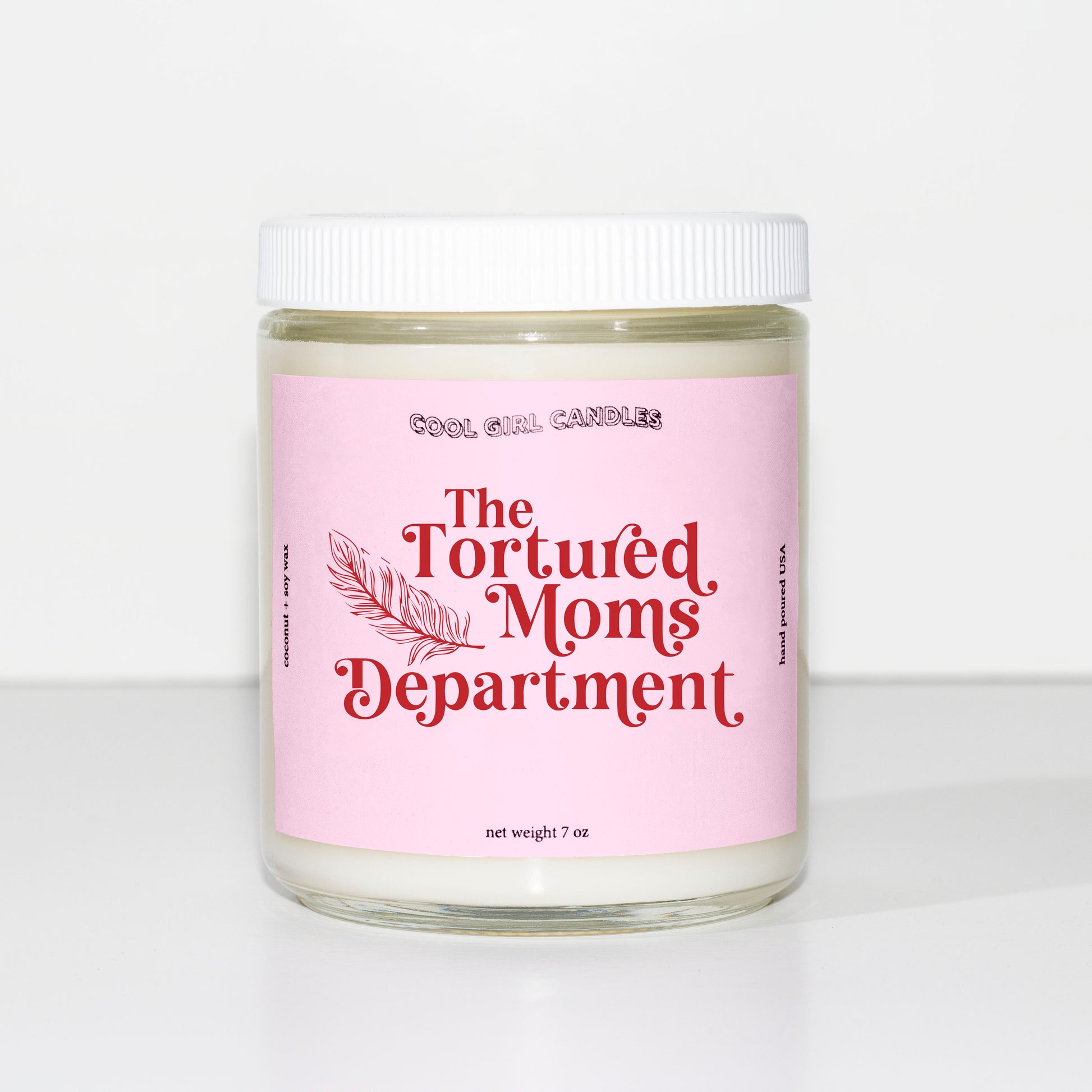 The Tortured Moms Department candle, a Taylor Swiftie mom gift for Mother's Day.