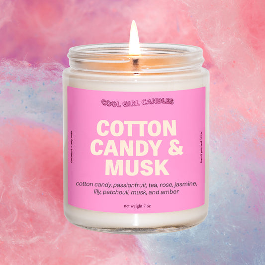 Cotton Candy Musk is a fun, delicious, sweet candle inspired by days at the boardwalk eating cotton candy and having fun in the sun!