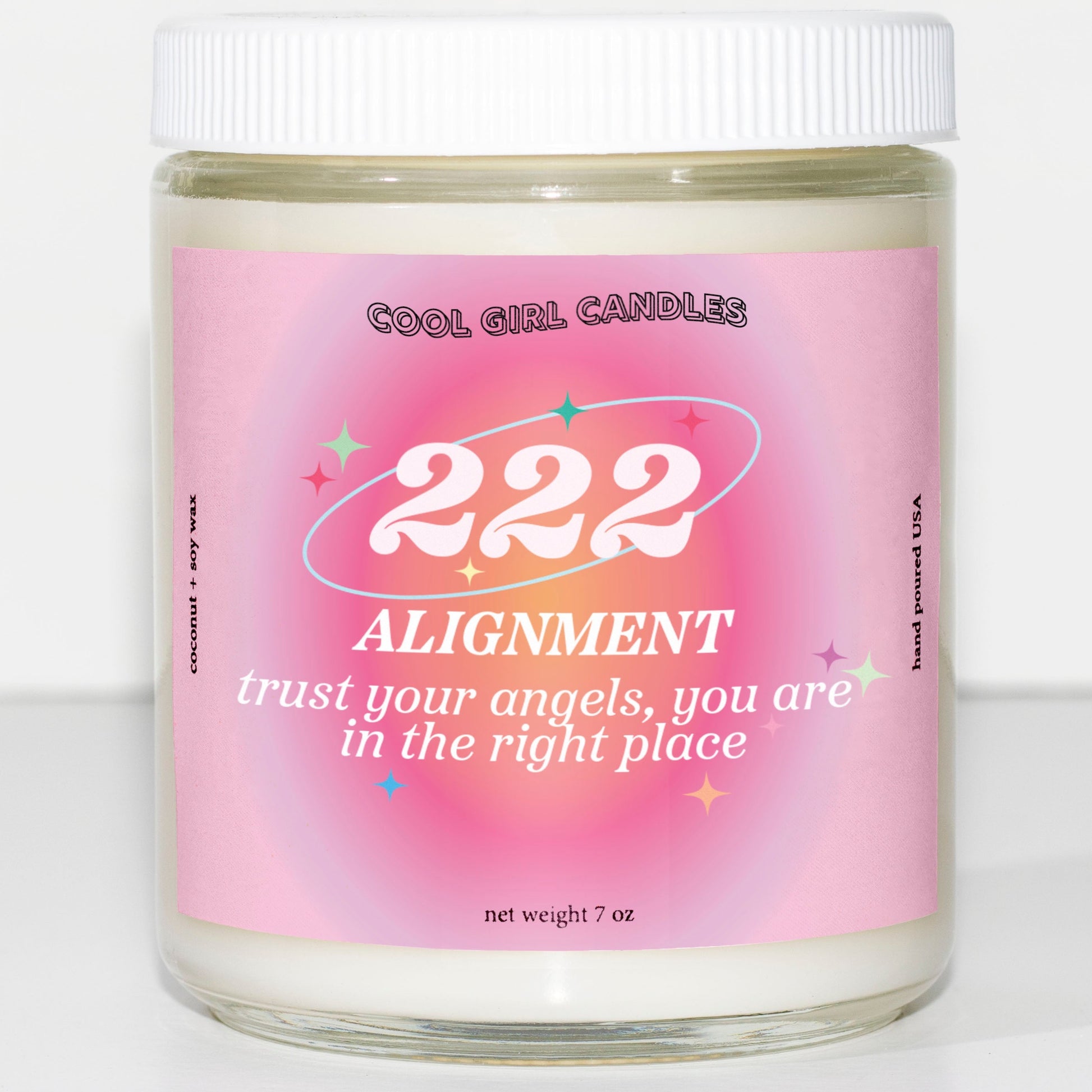 222 Angel number soy wax candle. A cute gradient angel number candle for lucky vibes and manifestation by cool girl candles