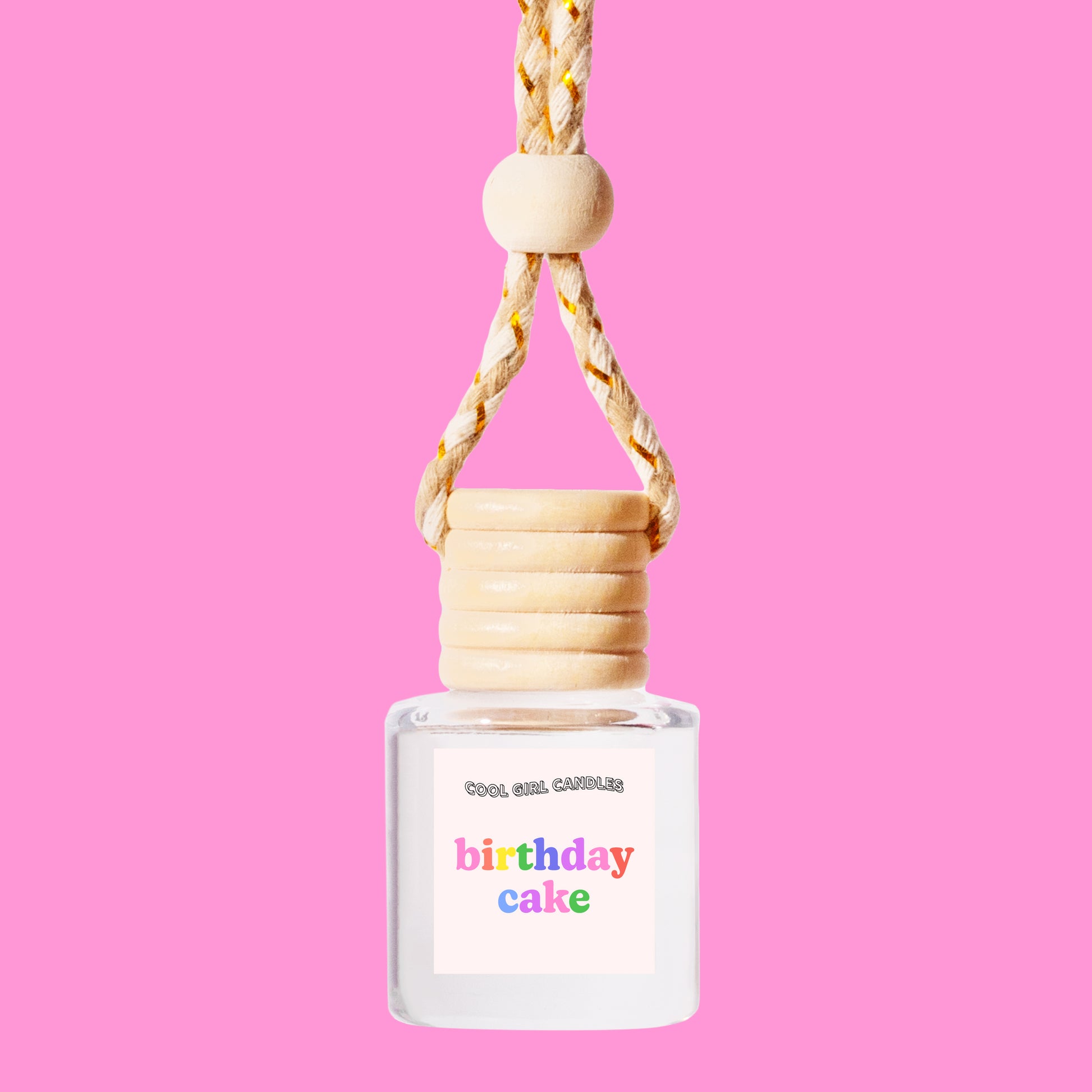 Birthday Cake scented hanging car freshener by cool girl candles