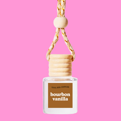 Bourbon Vanilla scented car freshener hanging inspired by yankee vanilla bourbon candle