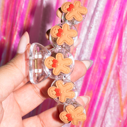 Christmas Gingerbread Man Hair Claw Clip made by cool girl candles