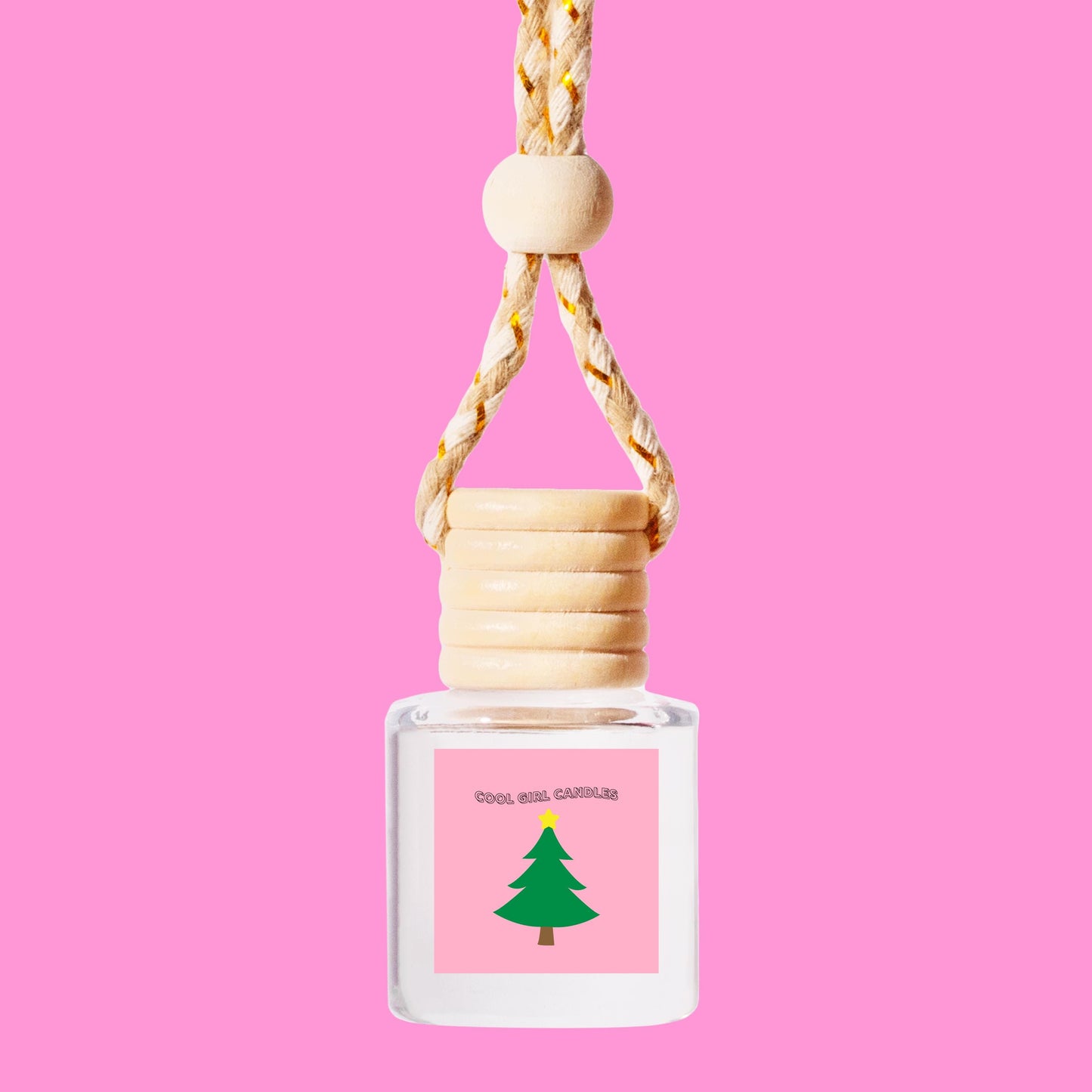 Cute holiday Christmas Tree scented car freshener made by cool girl candles