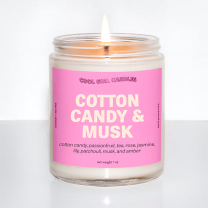 Cotton Candy Musk is a fun, delicious, sweet candle inspired by days at the boardwalk eating cotton candy and having fun in the sun! It's part of the cool girl candles summer candle collection