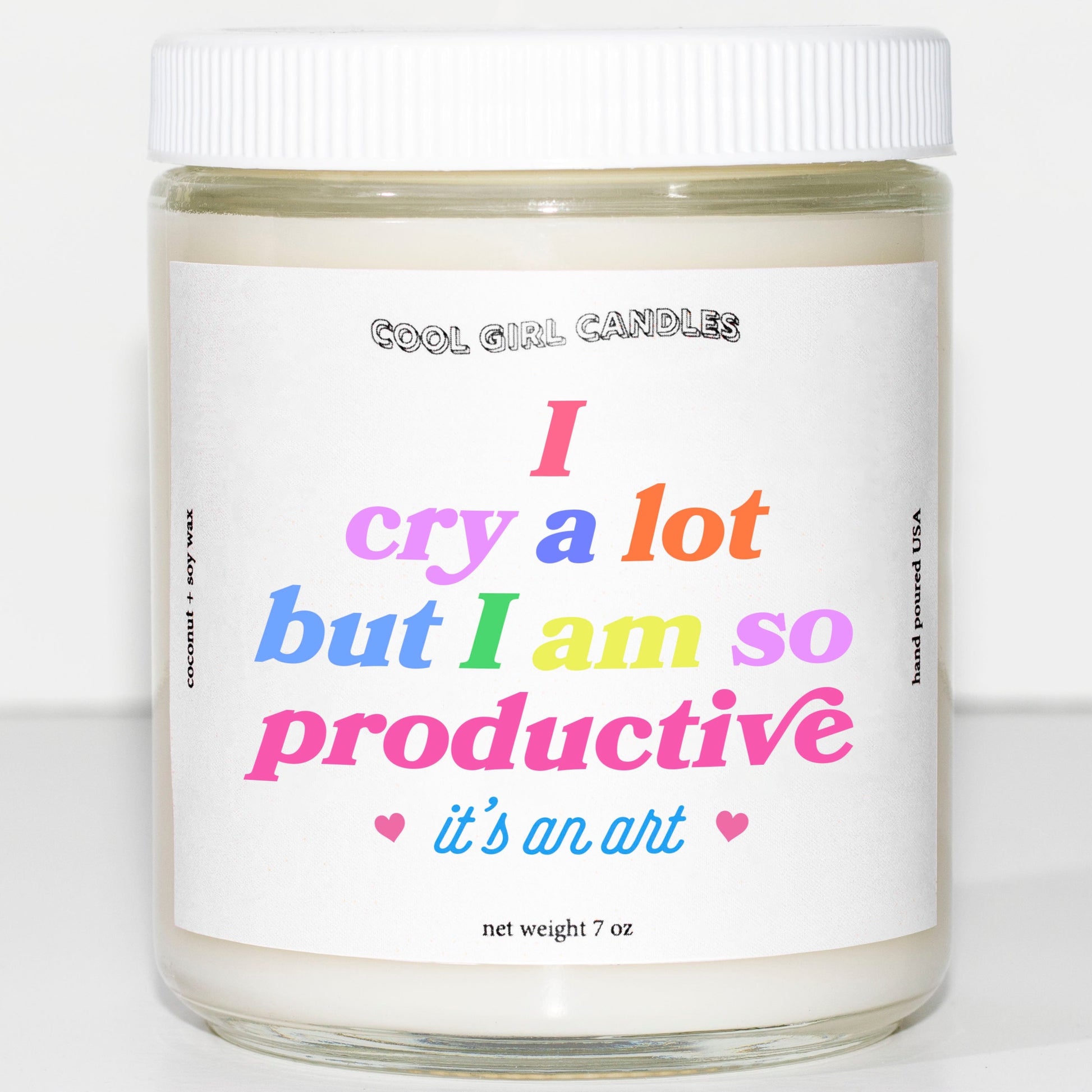 I cry a lot but I am so productive candle by cool girl candles inspires by Taylor Swift lyrics