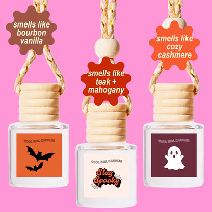 halloween and fall scented hanging car fresheners by cool girl candles viral on TikTok 