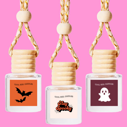 Fall and halloween car decor scented car fresheners by cool girl candle