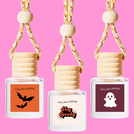 Fall and halloween car decor scented car fresheners by cool girl candle