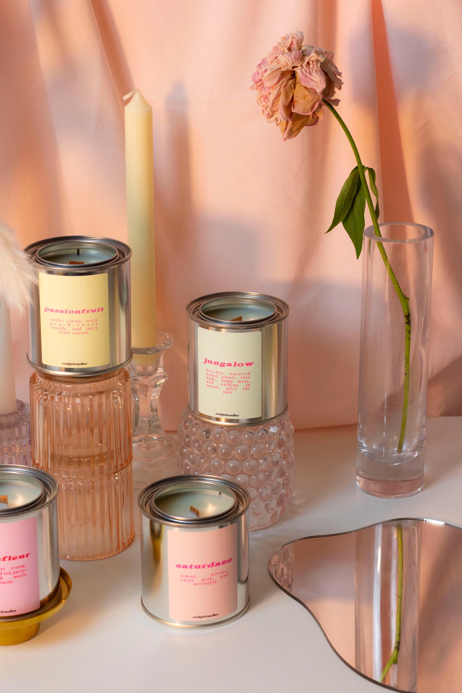 cute aesthetic pastel spring candles in a metal tin by cool girl candles