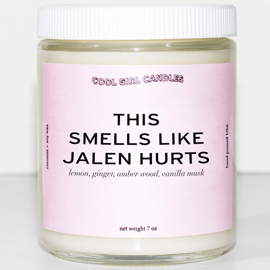 A candle made for your favorite Philadelphia Eagles quarterback! Light to make your room smell like Jalen Hurts 