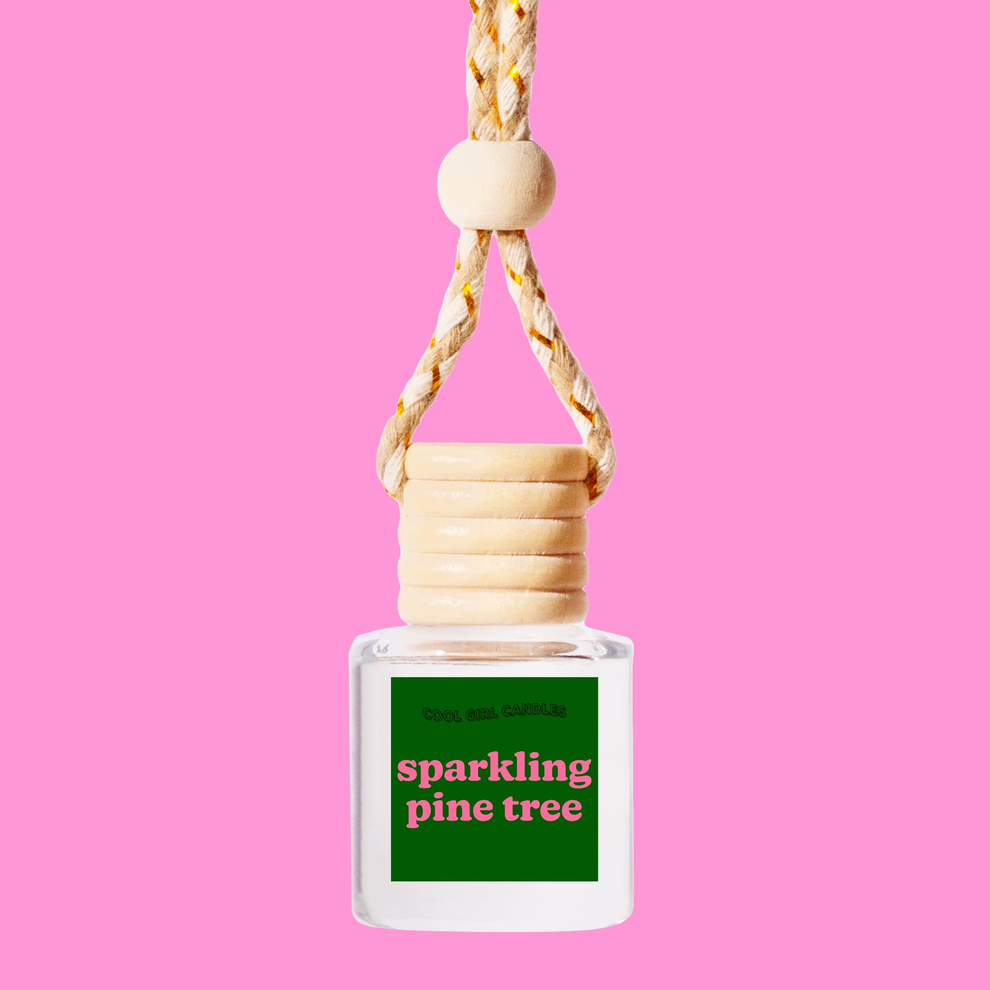 Sparkling Pine Tree scented car freshener for holidays made by cool girl candles