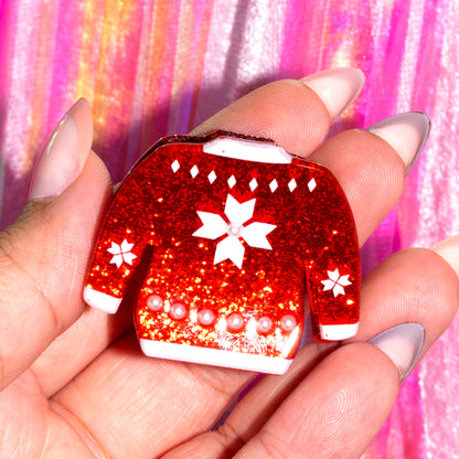 Ugly Christmas Sweater Hair Claw Mini by cool girl candles