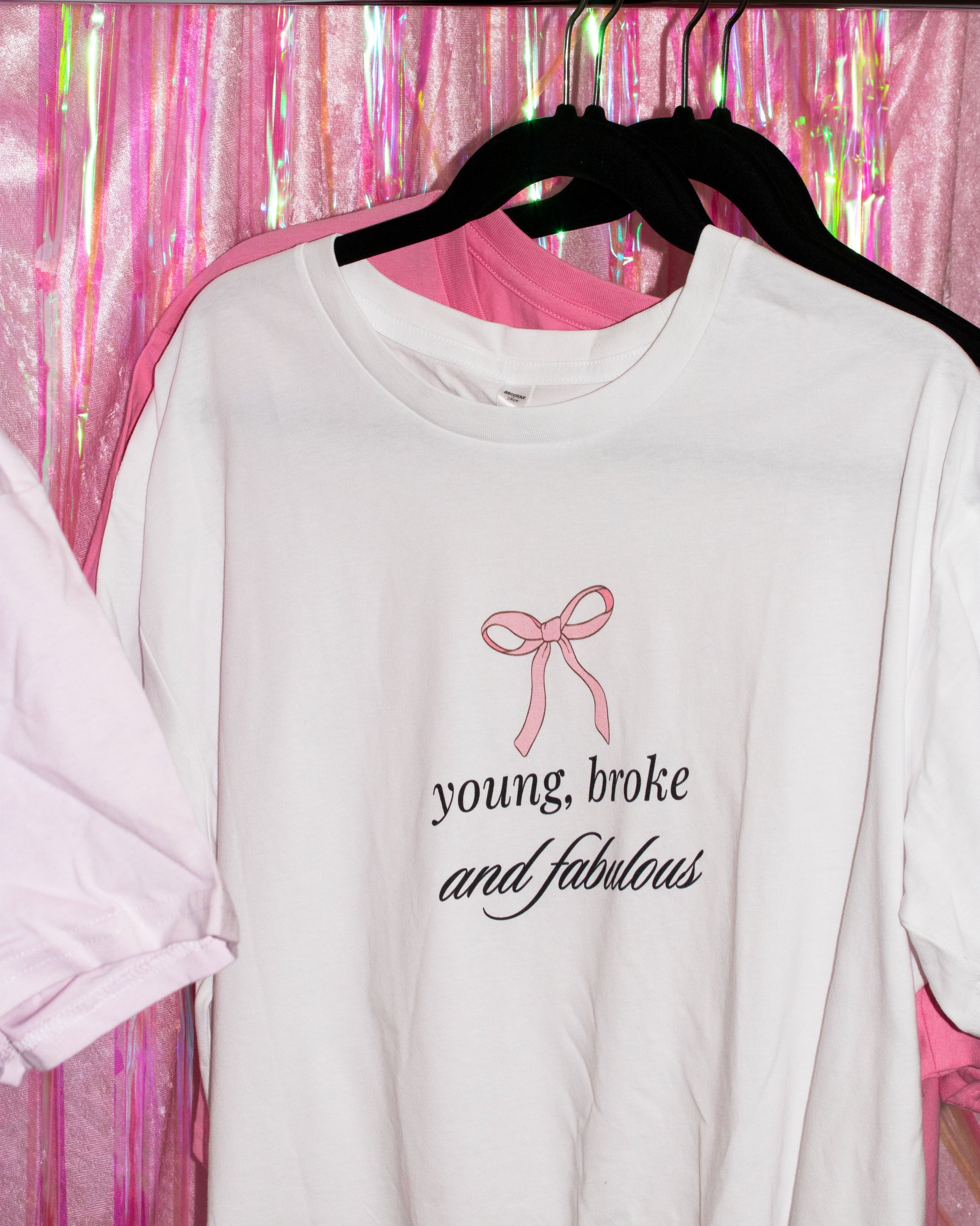 young broke fabulous coquette aesthetic shirt with bow made by cool girl candles
