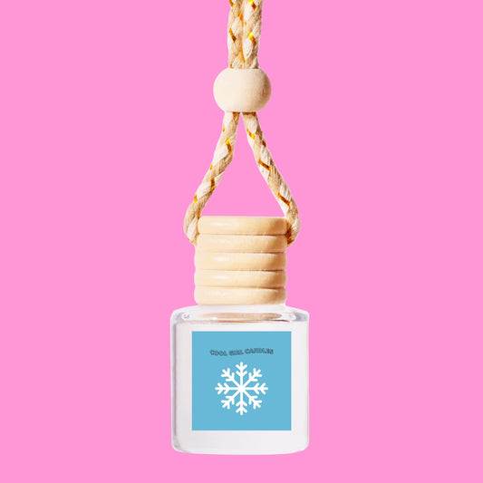cute winter car freshener with a snowflake design made by cool girl candles