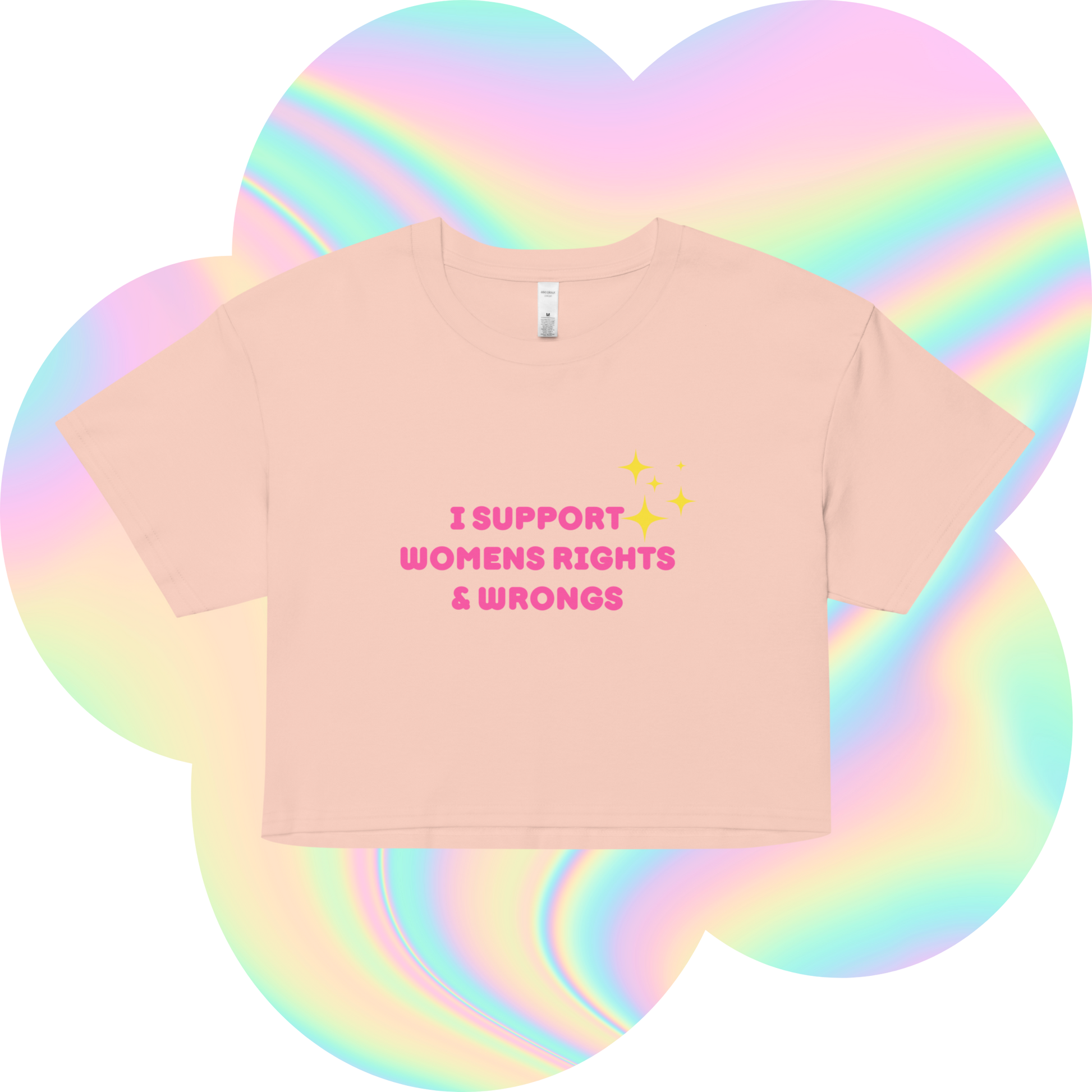 cute crop top that says I support women's rights and wrongs made by cool girl candles 