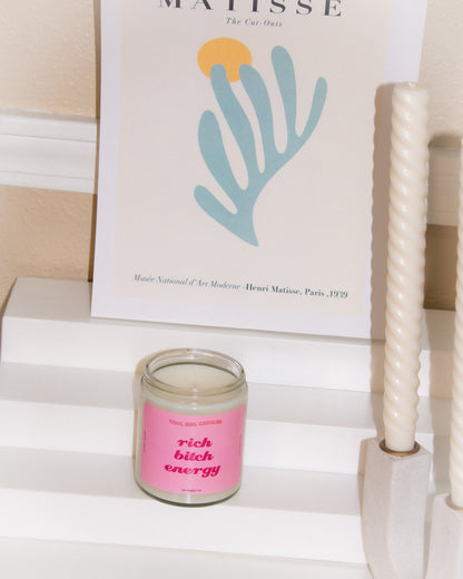 Rich bitch energy candle | A scented candle for the perfect office gift or work from home decor. 