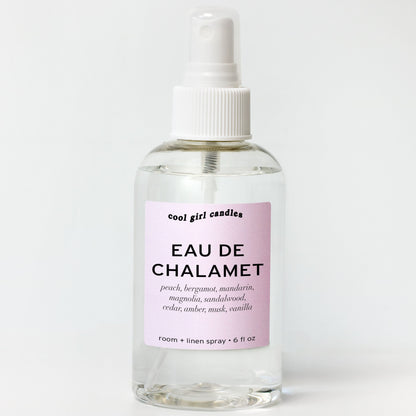 cool girl candles Timothee chalamet room spray. A room and linen spray inspired by celebrities including Timothee Chalamet, Harry Styles, Chris Evans, Sebastian Stan, and Matthew Gray Gubler