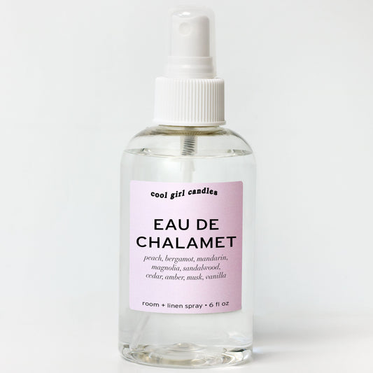 cool girl candles Timothee chalamet room spray. A room and linen spray inspired by celebrities including Timothee Chalamet, Harry Styles, Chris Evans, Sebastian Stan, and Matthew Gray Gubler
