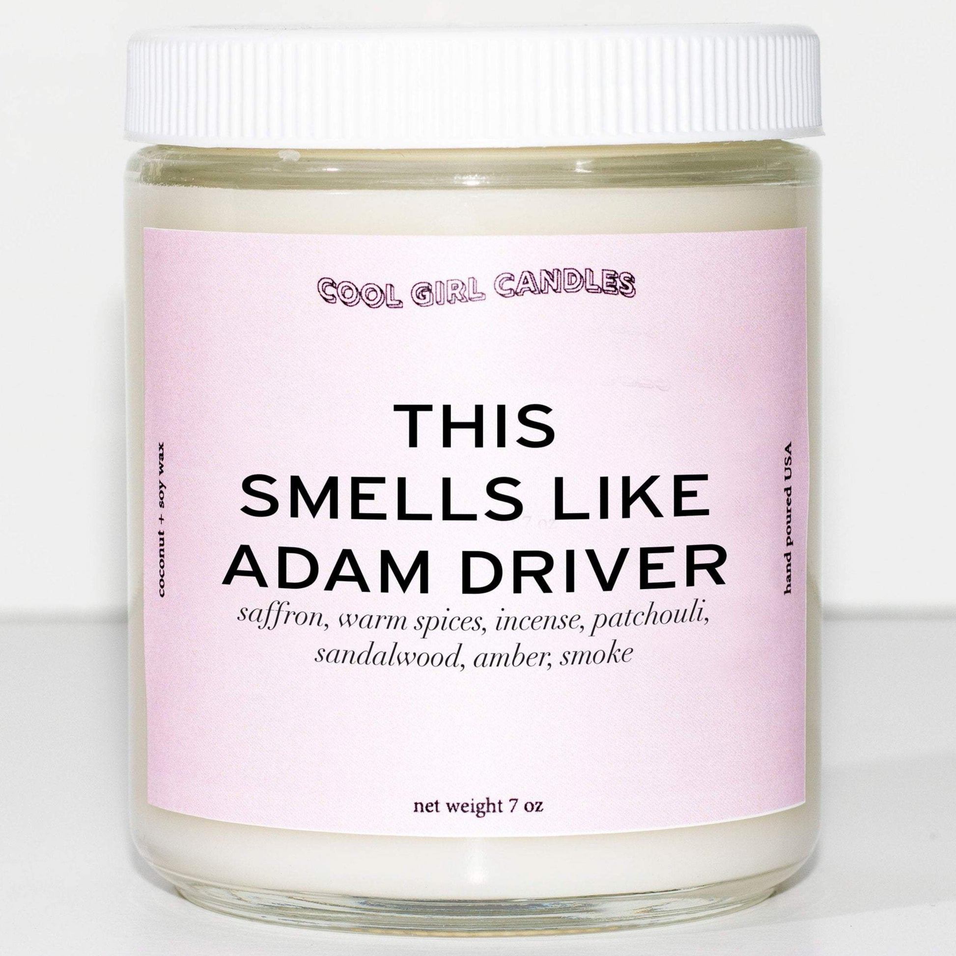 this smells like adam driver candle by cool girl candles