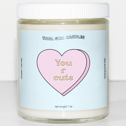 you are cute candy heart candle cute valentines day candle